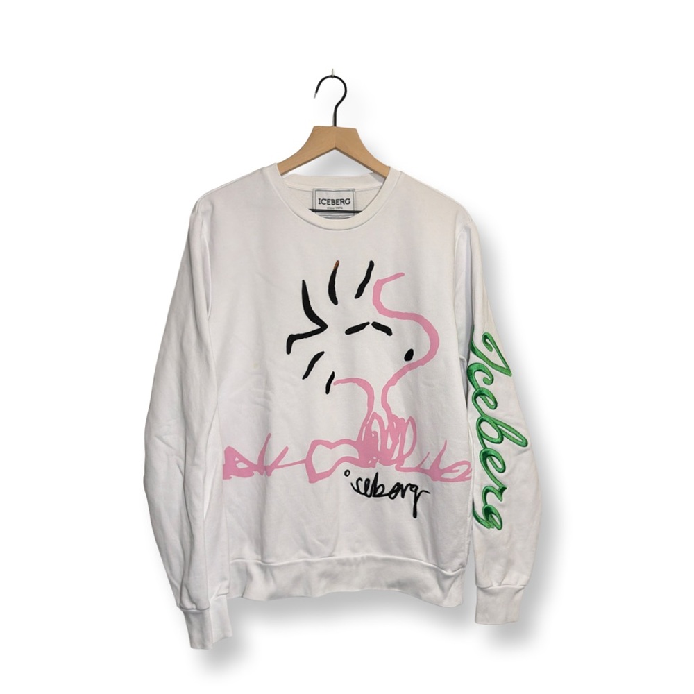 Iceberg White Felpa Girocollo Graphic Sweatshirt | Designer Streetwear | L